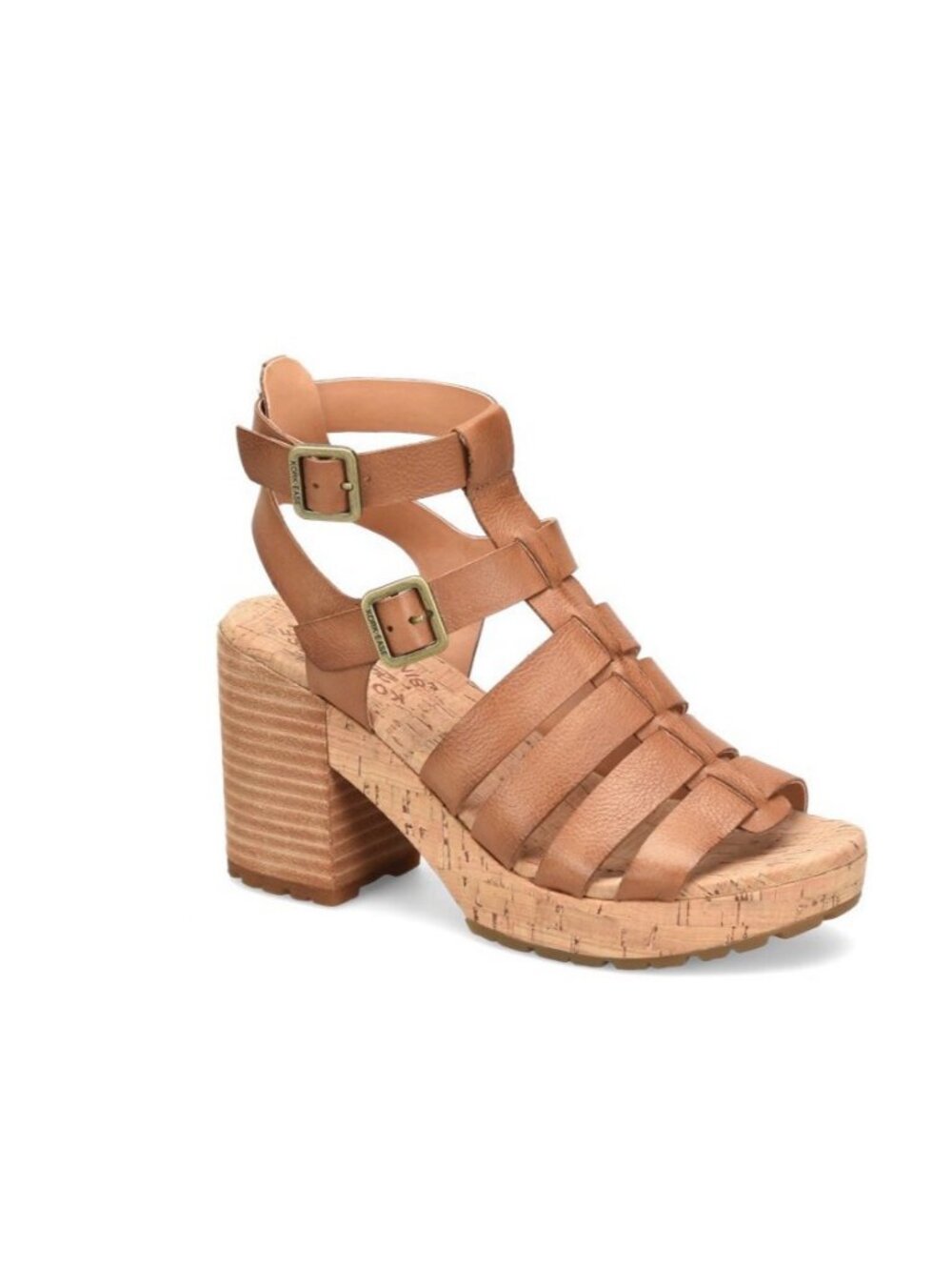 Kork-Ease Women's Camille Cognac Strap buckle Heeled Sandal Sz 10